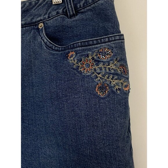 Pendleton Jeans Women's Size 18 Blue Floral Embroidered Bootcut - Picture 2 of 10